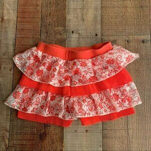 Disney girls ruffle floral shorts in orange and white - 5